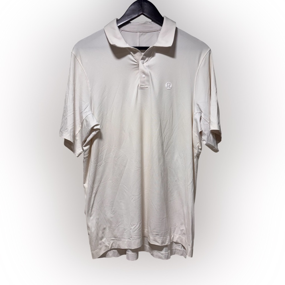 Lululemon Snap-Front Performance Short-Sleeve Polo Badge Logo Mens L White